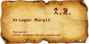 Krieger Margit névjegykártya